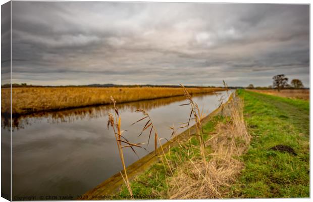 Norfolk waterway on a cloudy day Canvas Print by Chris Yaxley