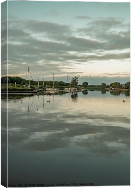 The River Bure in Horning at dusk Canvas Print by Chris Yaxley