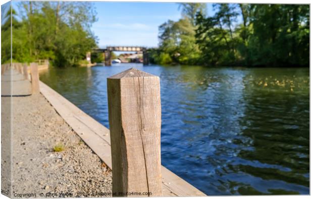 Mooring post on the River Bure, Wroxham Canvas Print by Chris Yaxley