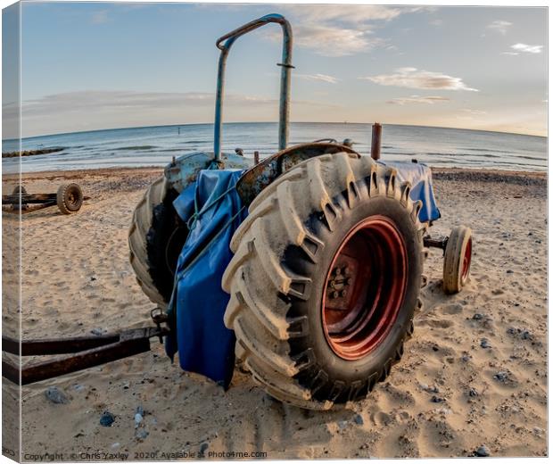 Closeup view of a tractor used for crab fishing on Canvas Print by Chris Yaxley