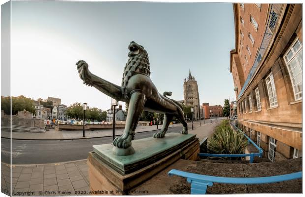 Lion Statue in Norwich, Norfolk Canvas Print by Chris Yaxley