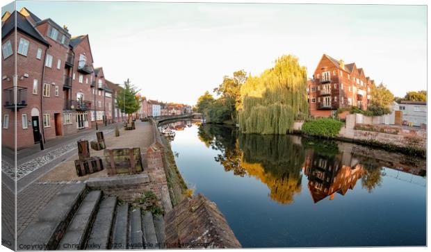 A view along Quayside and the River Wensum Canvas Print by Chris Yaxley