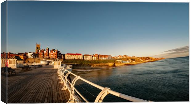 Fish eye view of Cromer at sunrise captured from t Canvas Print by Chris Yaxley