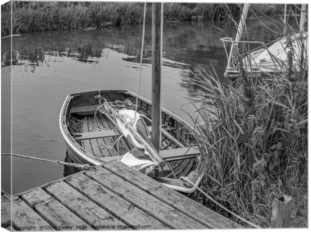 Wooden sailing boat bw Canvas Print by Chris Yaxley