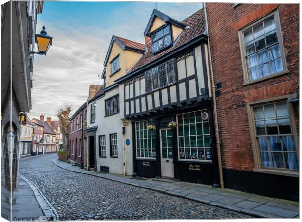 The oldest street in Norwich Canvas Print by Chris Yaxley
