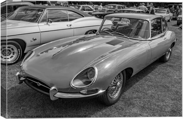 Jaguar E-Type bw Canvas Print by Chris Yaxley