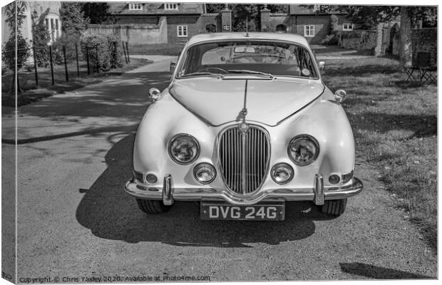 Jaguar 3000 classic car bw Canvas Print by Chris Yaxley