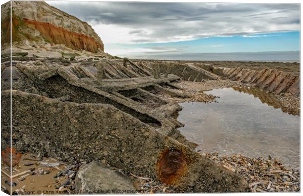  The remains of the beached Sheraton Trawler, Hunstanton Canvas Print by Chris Yaxley