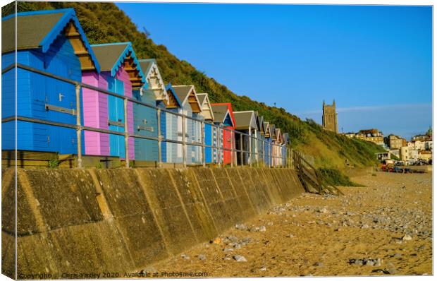 North Norfolk Beach huts on Cromer Canvas Print by Chris Yaxley