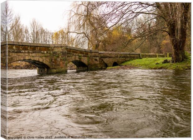 Stone bridge over the River Wye, Bakewell Canvas Print by Chris Yaxley