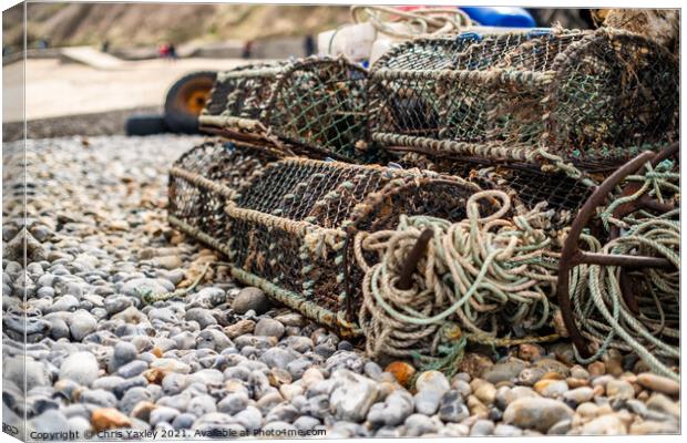 Crab pots and lobster traps, North Norfolk coast Canvas Print by Chris Yaxley
