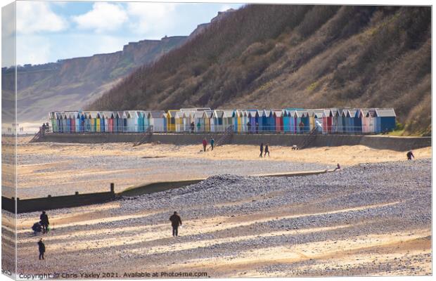 Colorful beach huts on the promenade, North Norfolk coast Canvas Print by Chris Yaxley