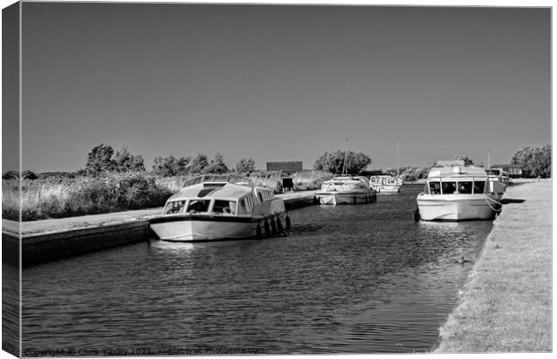 A view up Thurne Dyke, Norfolk Broads Canvas Print by Chris Yaxley