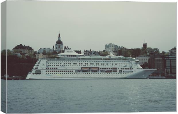 Сruise ship parked in the port of Stockholm Canvas Print by Vladimir Rey
