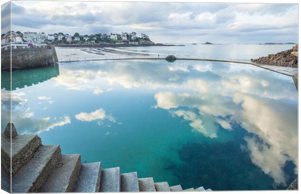 View from the swiming pool in Dinard Canvas Print by Laurent Renault