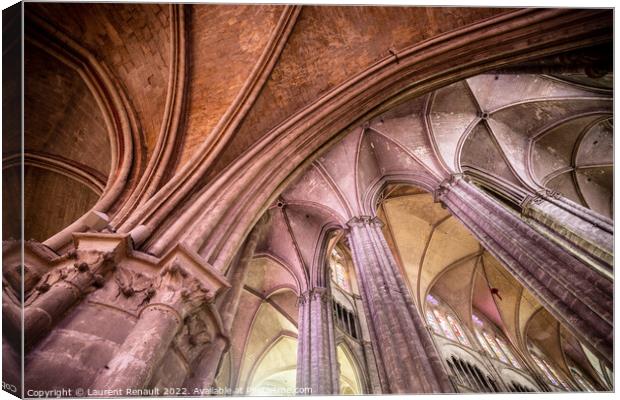 The cathedral of Bourges seen upwards from the deambulatory Canvas Print by Laurent Renault