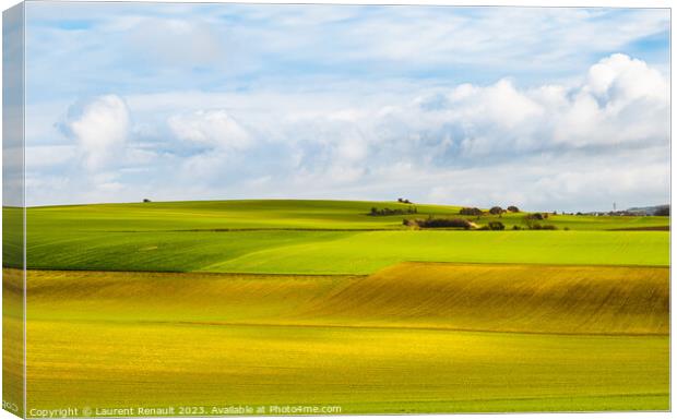 Rural landscape of cultivated fields in the surroundings of Cala Canvas Print by Laurent Renault