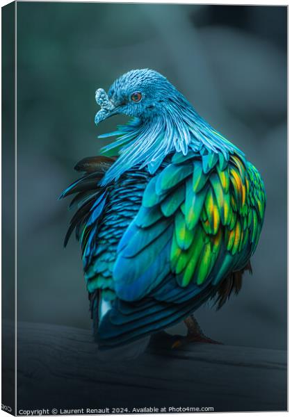 Close-up view of a Nicobar pigeon - Caloenas nicobarica Canvas Print by Laurent Renault