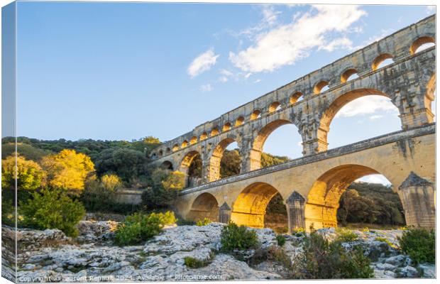 Famous Pont du Gard, at setting sun. Photography taken in Proven Canvas Print by Laurent Renault