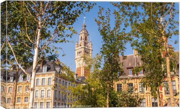 Grand Place in the city of Lille and its belfry Canvas Print by Laurent Renault