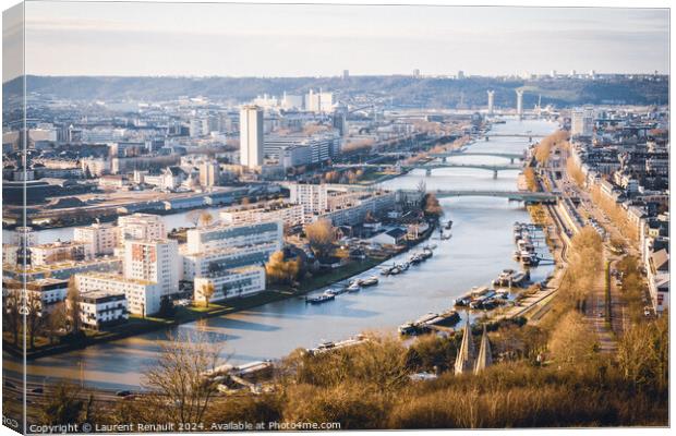 Panoramic aerial view of Rouen. Photography taken in winter, Fra Canvas Print by Laurent Renault