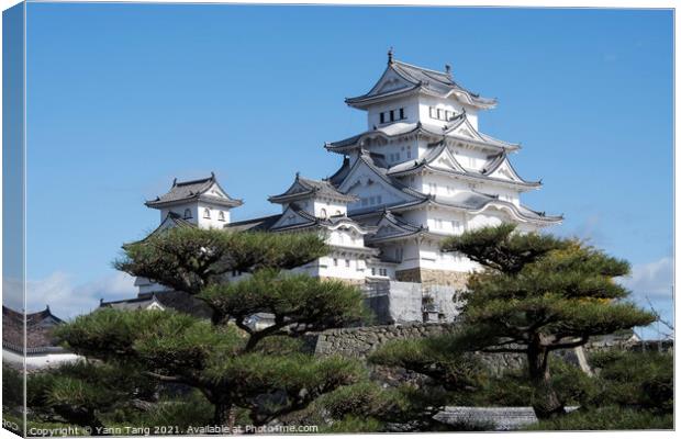 Landscape view of the main tower of Himeji Castle on the hillsid Canvas Print by Yann Tang