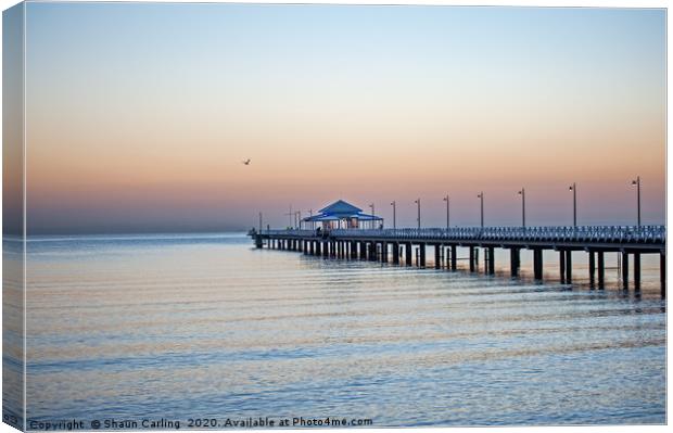 Sunrise Over The Shornecliffe Pier Canvas Print by Shaun Carling