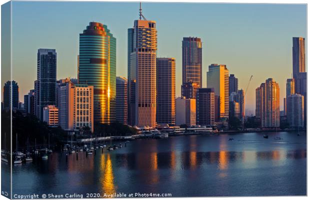 Brisbane City Sunrise Canvas Print by Shaun Carling