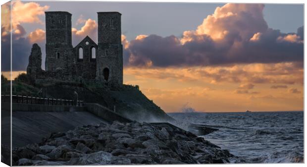 St Marys Church Reculver at Sunset Canvas Print by Eileen Wilkinson ARPS EFIAP