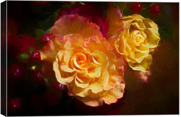 Painterly Roses Canvas Print by Eileen Wilkinson ARPS EFIAP