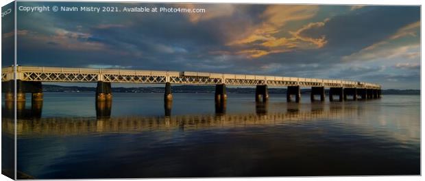 Tay Bridge, Dundee Panoramic Canvas Print by Navin Mistry