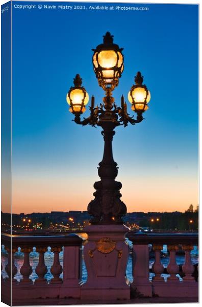 Ornate Lights on the Pont Alexandre III  Canvas Print by Navin Mistry