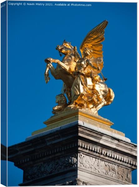 A Statue on the Pont Alexandre III Paris, France Canvas Print by Navin Mistry