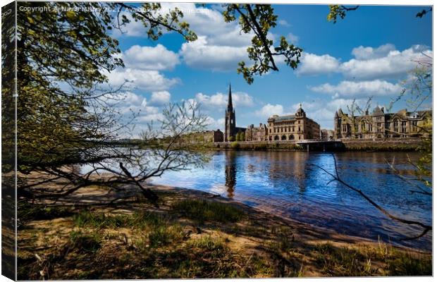 A view of Perth Scotland and the River Tay  Canvas Print by Navin Mistry