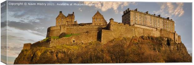A panoramic image of Edinburgh Castle in evening light Canvas Print by Navin Mistry