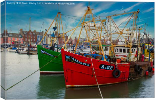 Colourful Fishing Boats of Arbroath, Scotland  Canvas Print by Navin Mistry