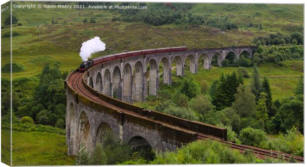 The Jacobite Steam Train at Glenfinnan   Canvas Print by Navin Mistry