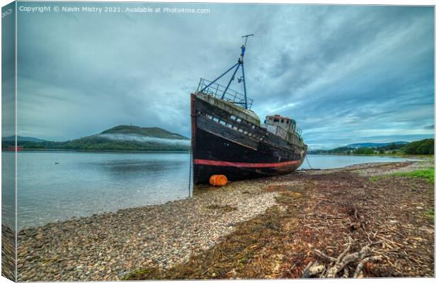 The Corpach Wreck, Loch Linne Canvas Print by Navin Mistry