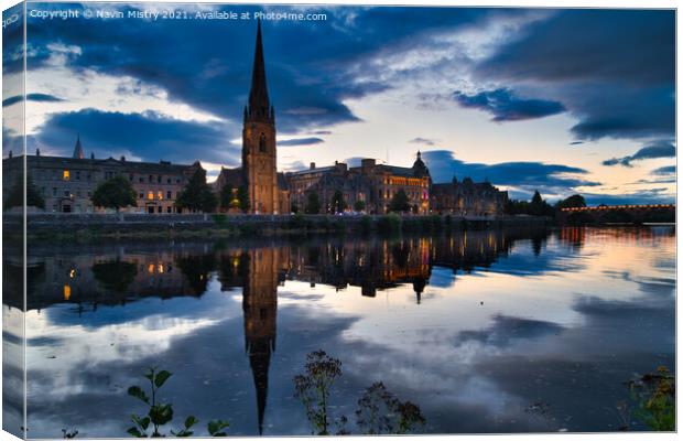 Perth Scotland and the River Tay with St. Matthew' Canvas Print by Navin Mistry