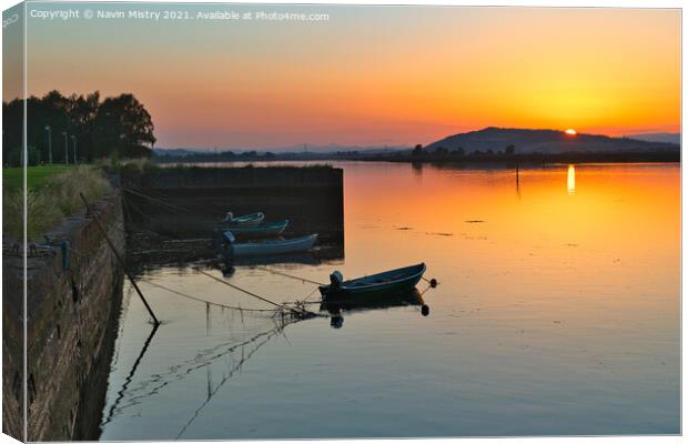 Sunset on the River Tay, Newburgh, Fife, Scotland Canvas Print by Navin Mistry