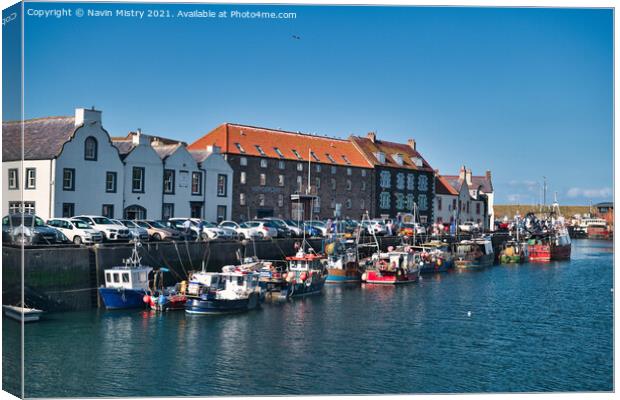 Fishing Boats in Eyemouth Harbour Canvas Print by Navin Mistry