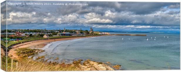 St. Andrews East Sands Panorama  Canvas Print by Navin Mistry