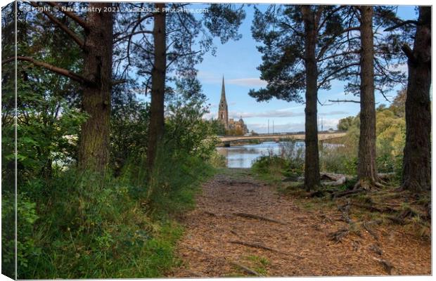 A view of Tay Street Perth from Moncreiffe Island Canvas Print by Navin Mistry