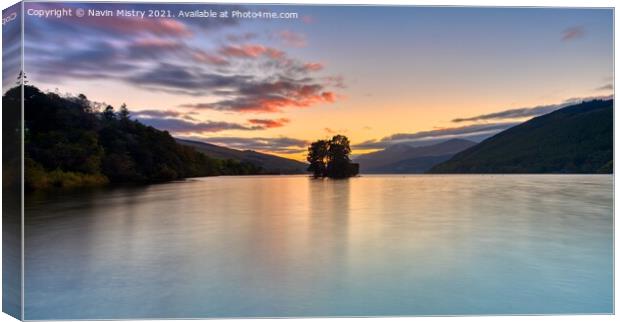 Sunset on Loch Tay at at Kenmore Perthshire Canvas Print by Navin Mistry