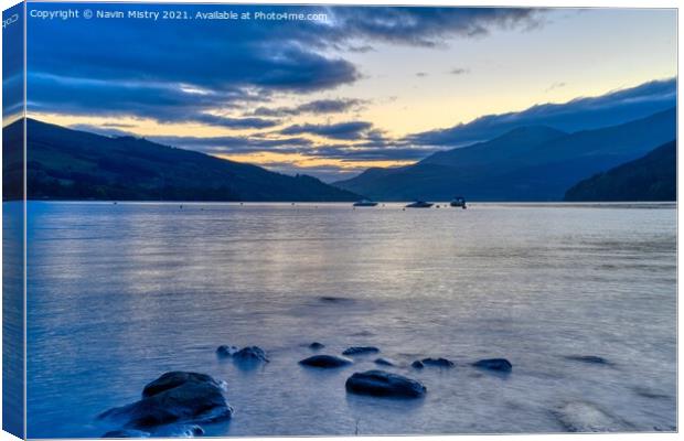 Dusk on Loch Tay at Kenmore Perthshire Canvas Print by Navin Mistry