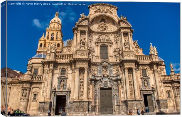 A view of The Cathedral of Murcia, Spain Canvas Print by Navin Mistry