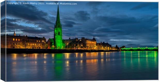 Illuminated Perth Scotland and the River Tay  Canvas Print by Navin Mistry