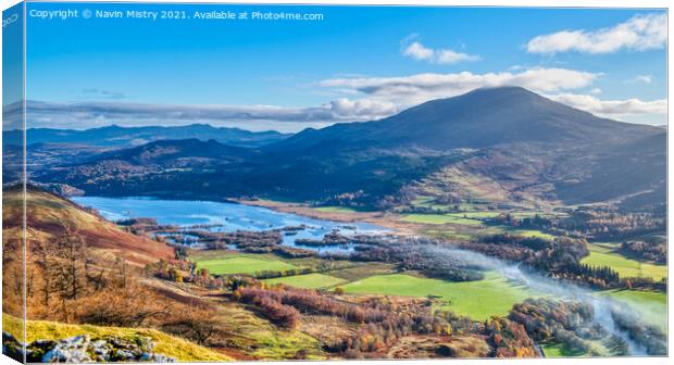 A view of Schiehallion and Dunalastair Water Canvas Print by Navin Mistry