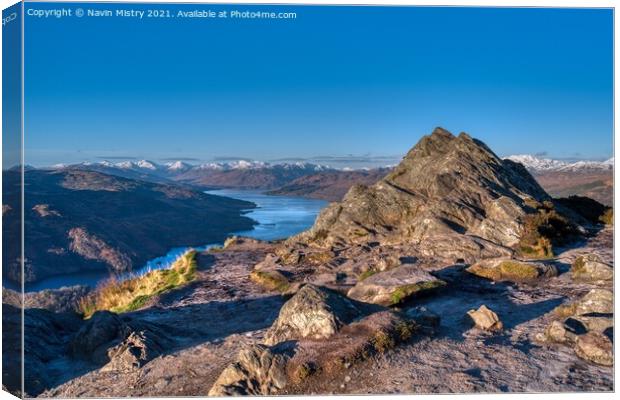 Ben A'an summit and Loch Katrine Canvas Print by Navin Mistry