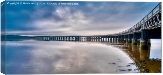 A panoramic image of the Tay Bridge, Dundee Canvas Print by Navin Mistry